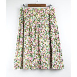 Mountain Lake Pleated Floral Cotton Midi Skirt 10